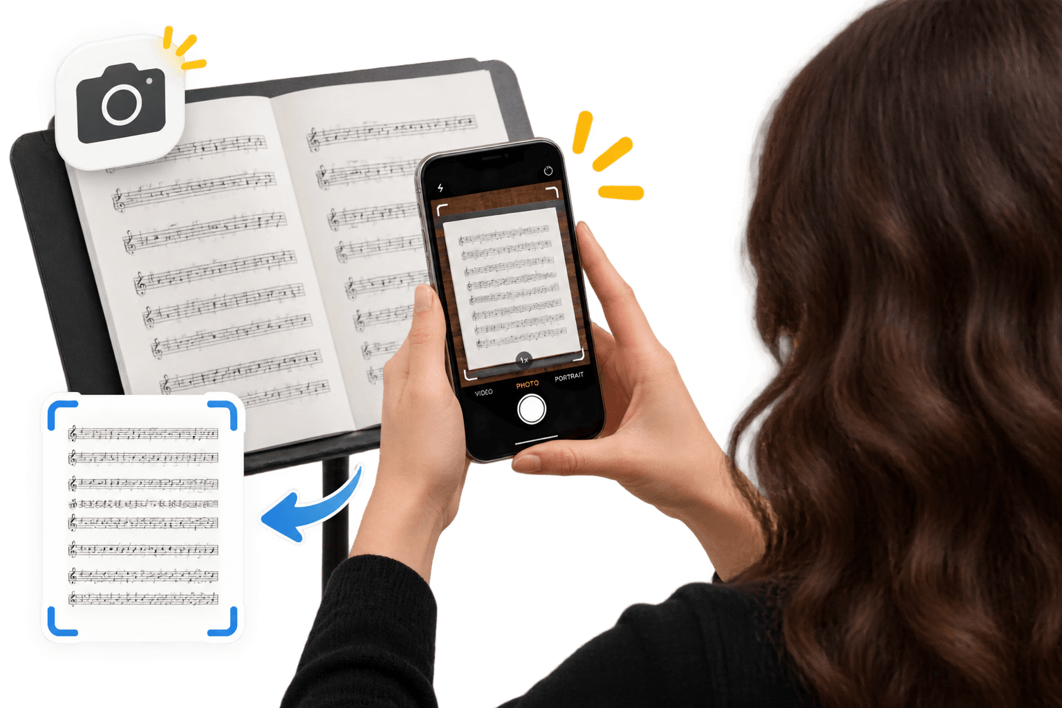 Photographing a page of sheet music with a phone camera